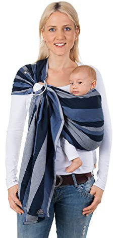 Hoppediz Ring-Sling, Baby-Tragetuch ab Geburt, 100 % schadstoffgeprüfte Baumwolle, Design Montreal