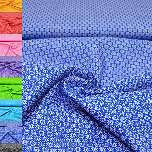 MAGAM-Stoffe Amelie Blümchen Baumwollstoff Oeko-Tex Meterware 50cm (12. Royal-Blau)