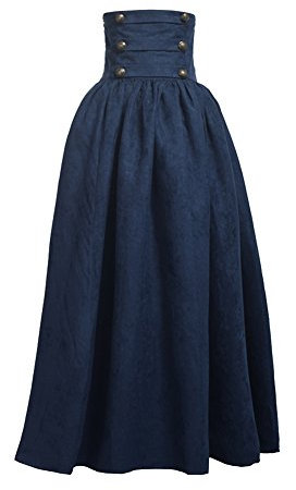 BLESSUME Gothique Lolita Steampunk Haute Taille En marchant Jupe,L,Bleu