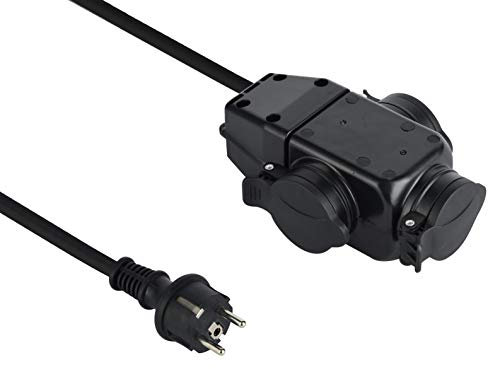 Electraline 208481 Rallonge Professionnel Triplite | Multiprise 3 prises | avec capuchon | 1m Câble H07Rn-F 3G1.5mm²
