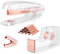 ALSISK Schreibtisch-Zubehör-Set, Acryl-Heftgerät-Set, Klebebandabroller, Heftklammerentferner mit 1000 Stück 26/6 Heftklammern, Roségold