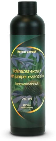 Estratto di oli con erbe naturali Sedum per sauna, massaggi, ammollo con spazzola - Infuso di sauna con Estratto di echinacea con olio essenziale di ginepro, miele e sale di iodio - 240 ml
