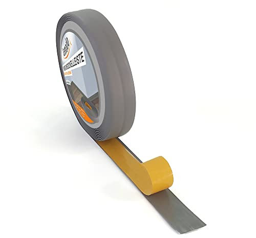 LEMODO Weichsockelleiste selbstklebend 18 + 18 mm (36 mm Gesamtbreite) | Winkelleiste aus PVC | Abschlussleiste auf der Rolle | Als Knickwinkelleiste oder Flachleiste einsetzbar (dunkelgrau, 25m)