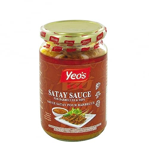 YEO'S Sauce SATAY/Saté pour barbecue et accompagnement 250ML - Sans conservateur (Lot de 12 pots)