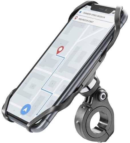 cellularline | Rider Pro - Universale | Supporto Porta Smartphone da Manubrio Tondo Bici e Moto - Rotazione a 360 - Compatibile Cellulari fra i 4 e i 6,5 Pollici - Stabile e Solido