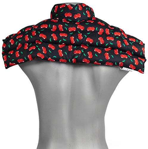 Wärmekissen Nacken: Rapssamenkissen Schulter & Nackenkissen mit Kragen. Körnerkissen, Nackenwärmer - Einfach im Ofen oder Mikrowelle warm machen (cherry-black, Rapssamen)