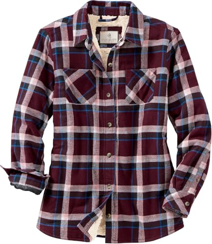Legendary Whitetails Women's Standard Open Country Shirt Jacket, Merlot Plaid, Medium