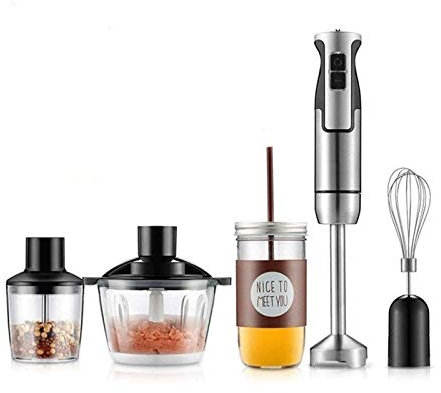 XIXIDIAN Licuadora de Mano Multiusos, 12 velocidades, licuadora de inmersión Multifuncional 5 en 1, 304 Blender Steel Stick, procesador de Alimentos de 500 ml, Adjuntar Batir, Sin BPA