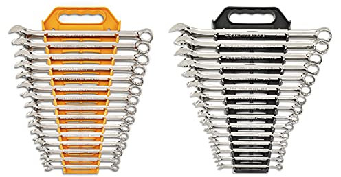 GearWrench 30 Piece 12 Point Long Pattern Combination SAE/Metric Wrench Set with Racks (1/4-1 in., 8-22 mm) - 81937