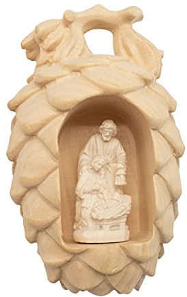 4betterdays.com NATURlich leben! Zirbenzapfen mit Blockkrippe und Nische - Geschenkidee - Made in Südtirol