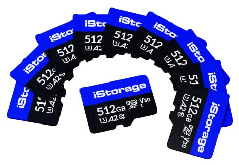 10 CONFEZIONI iStorage microSD Card 512GB | Cripta i dati archiviati sulle schede microSD iStorage utilizzando l'unità flash USB datAshur SD | Compatibile solo con unità SD datAshur.