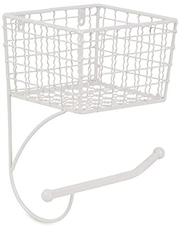 DII Rustic Farmhouse Bathroom Décor, Metal Storage, Toilet Paper Holder, Antique White