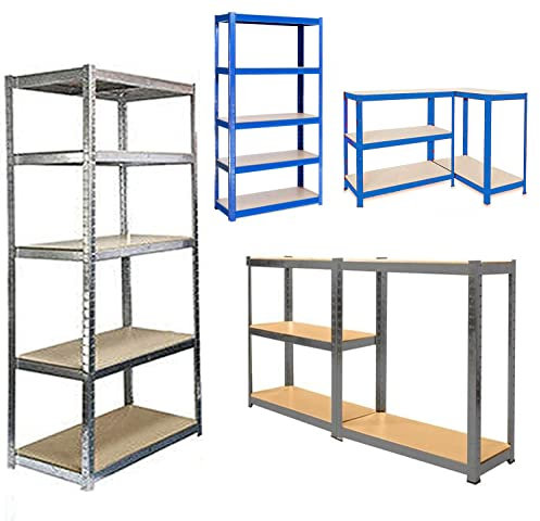Rigogo Metallregal 170x75x30 cm, 5 MDF Regalböden, Verstellbare Standregal Steckregal Garagenregal Schwerlastregal Einfache Montage, MAX. 875kg Tragfähigkeit, Blau