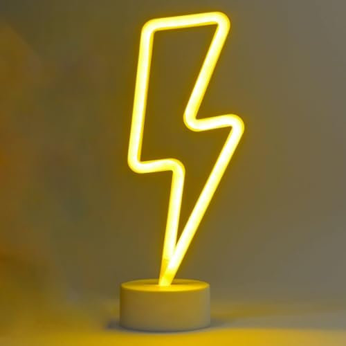 XRR Neon Schilder, Blitz Zeichen Lichter mit Basis Batterie/USB Powered, Nachtlicht Led Sign für Weihnachten Kinderzimmer Wohnzimmer Hochzeit Dekor