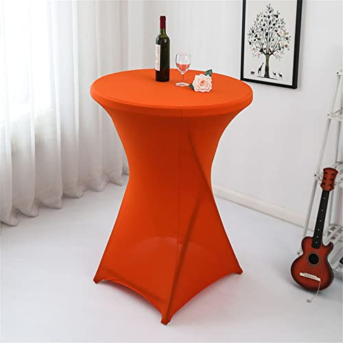Highdi Stretch Stehtischhussen, Spandex Elastische Cocktail Tischdecken für Hochzeit, Geburtstagsfeiern, Party, Bankett, Heim Dekor (Orange,80x110cm)