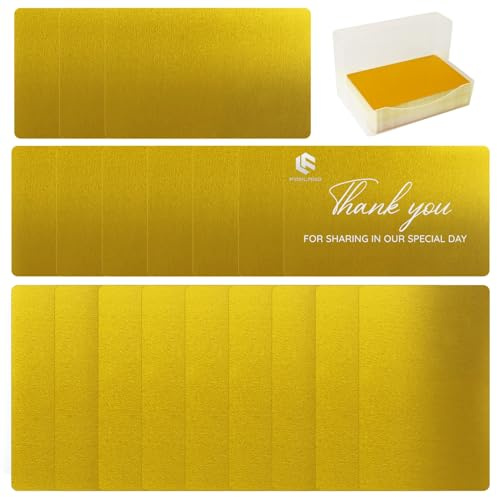 FONLAND 100 Stücke Metall Visitenkarten Blank Laser Gravierte Aluminiumlegierung Dicke Für House Office DIY Geschenkkarten, 10 Farben (Gelb)
