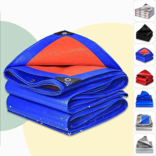 Lona de Tela con Ojales, Lona de Polietileno, 4 x 5 m, Lona de jardín, Resistente al Agua, 0,32 mm, Lona de Barco, para Camping, Lona de Madera, 160 g/m², para Piscina