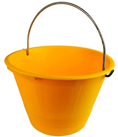 La zappa Secchio da muratore per calcestruzzo in plastica resistente con manico (10 lt)