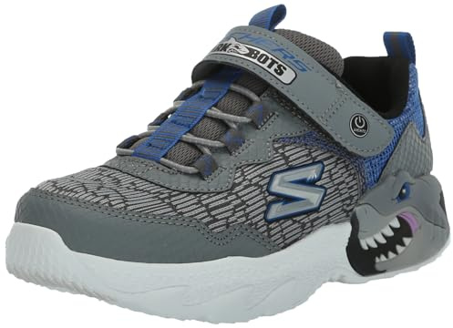 Skechers Creature-Lights Jungen Sneaker, Anthrazites, Synthetisches Textil, Blauer Rand, 33 EU