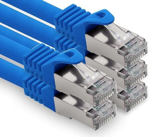 freiwerk 1,5 m – Azul – 5 unidades cable de red CAT.7 LAN Ethernet Patch Cable S-FTP LSZH PIMF 10 GB s RJ45 macho Cat6a