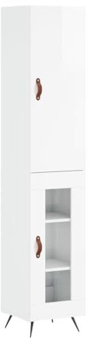 vidaXL Highboard, Sideboard mit viel Stauraum, Kommode Schrank für Wohnzimmer, Anrichte Beistellschrank Metallbeine, Modern, Hochglanz Weiß Holzwerkstoff