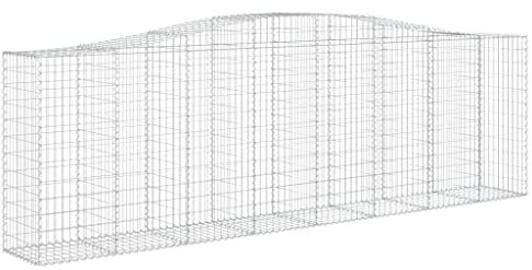 PRISSENT Panier de gabion extérieur à arc 400 x 50 x 120 / 140 cm fer galvanisé clôture résistante à la corrosion métallique barrière de jardin diverses utilisations décoratives espace extérieur cour