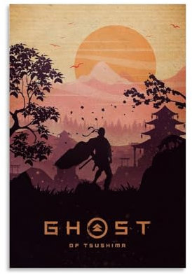 LAHTI Ghost of Tsushima Poster, dekoratives Gemälde, Leinwand-Wandposter und Kunstdruck, modernes Familienschlafzimmer-Dekor-Poster, 20 x 30 cm