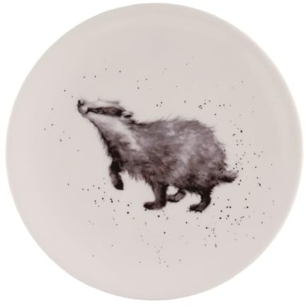440s Wrendale Designs Porzellan-Kuchenteller Dachs ca. 20,5 cm D für Frühstück Kaffee & Kuchen Nachtisch Vorspeise von der britischen Künstlerin Hannah Dale zum Essen servieren & als Geschenk