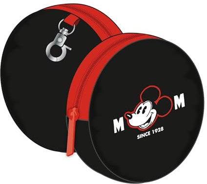 ARDITEX WD16472 Porte-monnaie rond avec fermeture éclair et mousqueton 9 x 9 x 2 cm de Disney-Mickey, Mickey