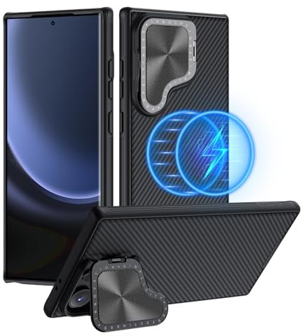 Nillkin for Samsung Galaxy S24 Ultra Case,with Camera Lens Stand, Compatible with Magsafe,Slim Stylish,For Galaxy S24 Ultra,Black