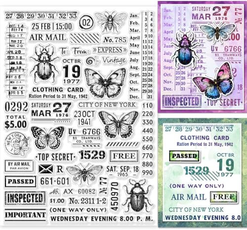 GLOBLELAND Porto Klarsichtstempel Luftpost Insekten Schmetterlinge Silikon Stempel für DIY Scrapbooking Fotoalbum Dekorative Karten 11.69x8.27 cm