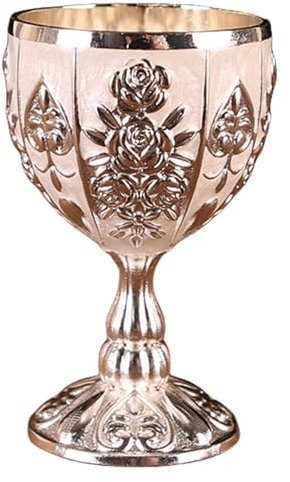 inlaw Vintage Kelch, 30 ml, Metall geprägter Weinbecher, Zink, Traditioneller Weinkelch, kleiner handgefertigter Vintage-Kelch, rustikaler Weinkelch für Bier, Cocktail, Whiskey, Retro-Ornament