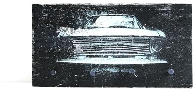 Generisch Opel Kadett B Schlüsselbrett mit Hufnägeln, Upcycling alter Holzbalken, Foto auf Holz, 4 Haken