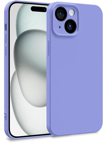 MyGadget Hülle für iPhone 15 - Zweilagige Handyhülle mit Kameraschutz - Cover mit Innenfutter & Silikon außen - Flieder
