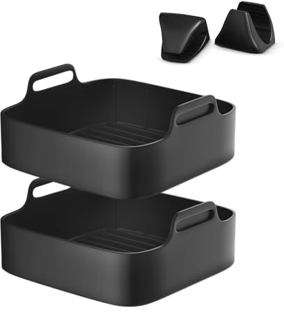 UNBOX 2 Pezzi 21CM Silicone Per Friggitrice Ad Aria per Cecotec 5,5L/6L, Innsky 6L, COSORI 4,7L/5,5L - Accessori Friggitrice ad Aria in Silicone per Philips 6,2L, Teglie Quadrate per Airfryer