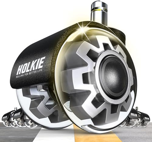 HOLKIE Bürostuhl Rollen 10mm geeignet für 1KEA 5er Set GrauGummi Rollen für Bürostühle Schreibtischstuh mit Doppelrädern Stuhlrollen für Parkett Geeignet Harte Böden Leises & Sanftes Gleiten