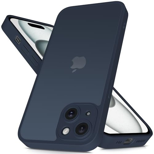 Mootobo for iPhone 15 Case with Camera Lens Full Cover Protection, 10FT Military Grade Drop Protection Phone Case with Anti-Fingerprint Matte Back 6.1 inch - Deepblue