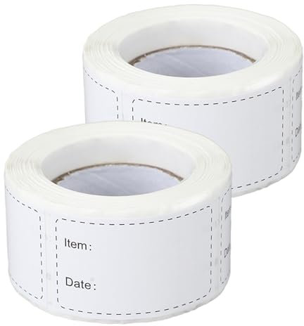 Etiquetas Adhesivas - Etiquetas para Frascos 2 Rollos 500 Piezas - Etiquetas Congelador - Etiquetas Adhesivas para Mermeladas - Etiquetas Adhesivas Blancas - Etiquetas Adhesivas Escuela (Blanco)