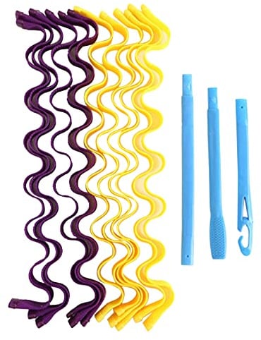 Tyenaza Spiral Curls Styling Kit, DIY Kunststoff Haar Spiral Curl Styling Roller für Frauen Mädchen Extra Langes Haar (55cm egg rolls (12 pieces))