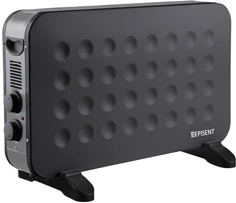EPISENT Electric Convector Heater – 2000W Portable Heater with 3 Heat Settings | Silent, Energy-Efficient, Overheat & Tip-Over Protection | Ideal for Home, Office, & Indoor Use – Black