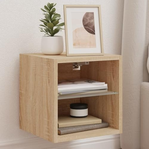 FENLAX Wandschrank Wohnzimmer Sonoma-Eiche 30x28,5x30 cm Holzwerkstoff Vielseitiger Schrank Platzierung von Büchern, DVDs Arbeitszimmer Badezimmer Bücherschrank TV-Schrank Hängeschrank
