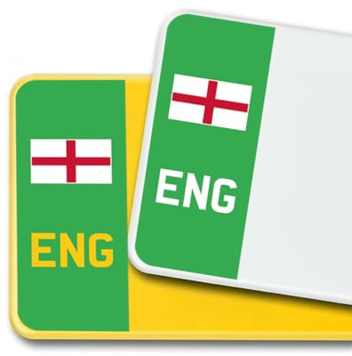 Premium 3M Vinyl Stickers for UK Car Number Plates Decorative Purposes – England (Cross of St George) – Bubble-Free & Easy Application – Set of 2 (Front & Rear) (ENG, Green)