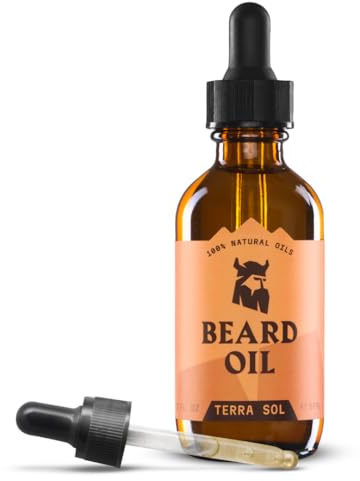 Striking Viking Bartöl Für Herren - 60 ml, Terra Sol | Wachstumsfördern Bartöl mit Argan- & Jojobaöl - Spendet intensive Feuchtigkeit & Reduziert Juckreiz – Tägliche Bart Pflege