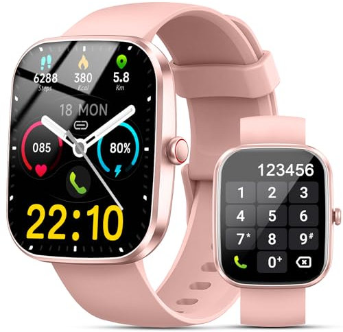 Smartwatch Damen Herren Fitnessuhr, 1.91 HD mit Telefonfunktion Smart Watch mit Pulsuhr/Schlafmonitor, Fitness Tracker Schrittzähler Uhr, 100+ Sportmodi Sportuhr IP68 Wasserdicht für Android iOS