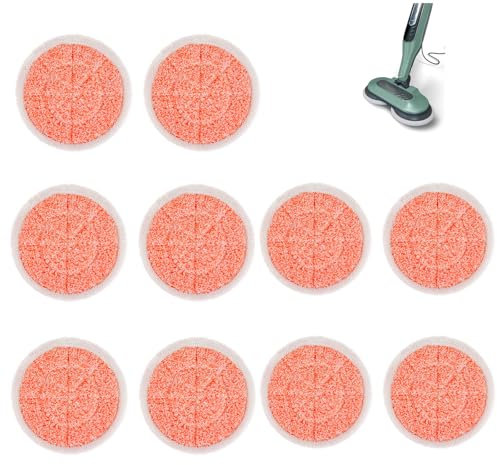 Sgizoku S6002UK Steam Mop Pads Compatible with Shark Steam Mop Cover Replacement,Heavy Scrub Pad,Reusable Steam & Scrub Cleaning Pads,Super Friction Orange Velvet+ Nylon Yarn Pads,10Pack