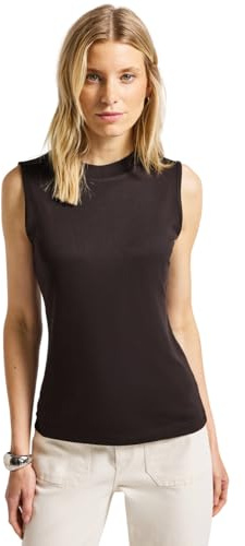 Street One Damen 3227355 Silk-Look Rippstruktur-Top, deep Roast Brown, 34