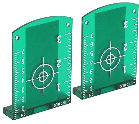 Telituny Magnetische Laserzielplatte, Reflektierende Laserzielkarte mit Doppelskala (Zoll/cm), ABS Bauweise für Linienlaser & Rotationslaser, 2er Set für Bauwesen und Vermessung