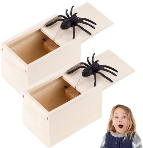 YceLon Spider Prank Box 2 Stück, Spinne in der Box Scherzartikel Kinder, Lustige Überraschung Streich für Party