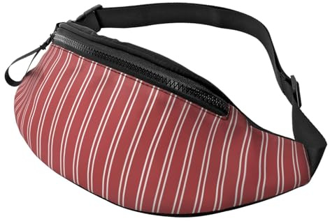 Gürteltasche für Damen und Herren, gestreift, für Reisen, Wandern, Laufen, Rot / Weiß