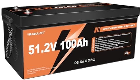 Batterie au Lithium LiFePO4 48V 100Ah - 200A BMS, Max 6000 Cycles, 5120Wh Batterie rechargeable Pour Camping-Car, Solaire, Vie Hors-Réseau & Utilisations Extérieures
